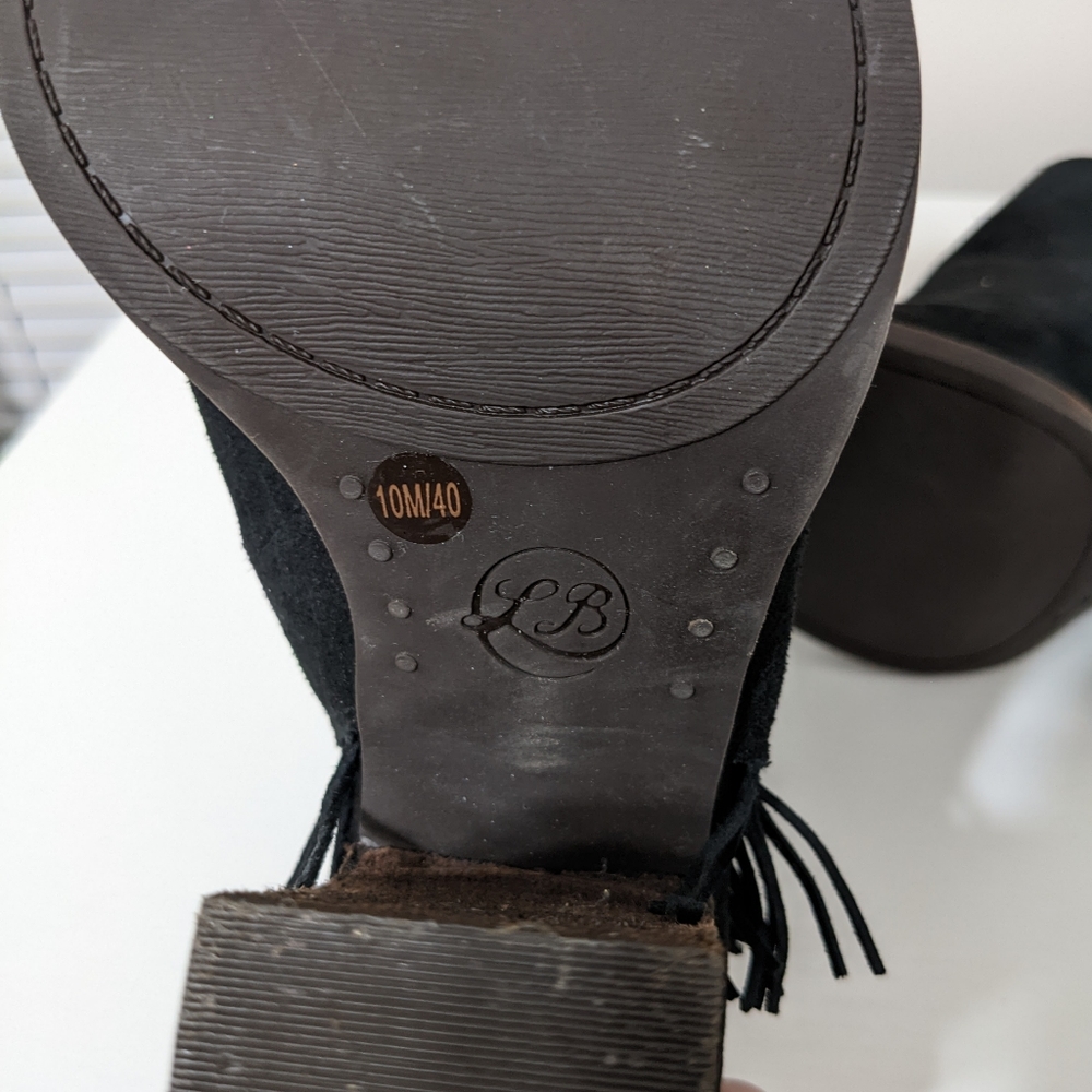 Lucky Brand Suede Fringe Block Heel Sandals - Picture 4 of 5